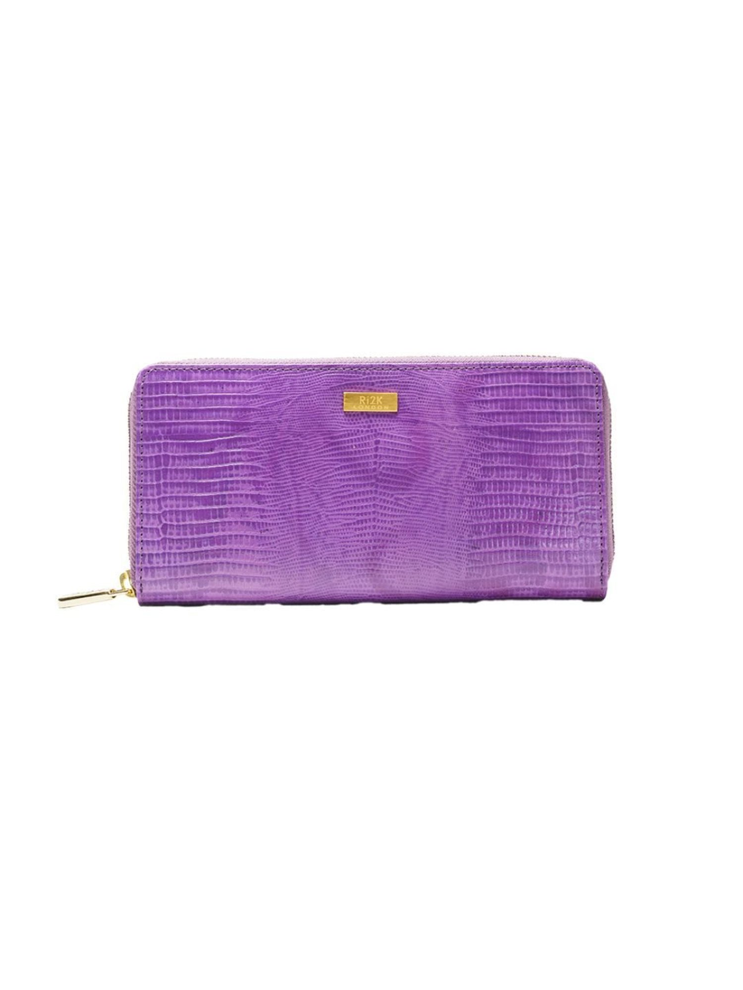 RI2K London Purple Leather Textured Zip around Wallet