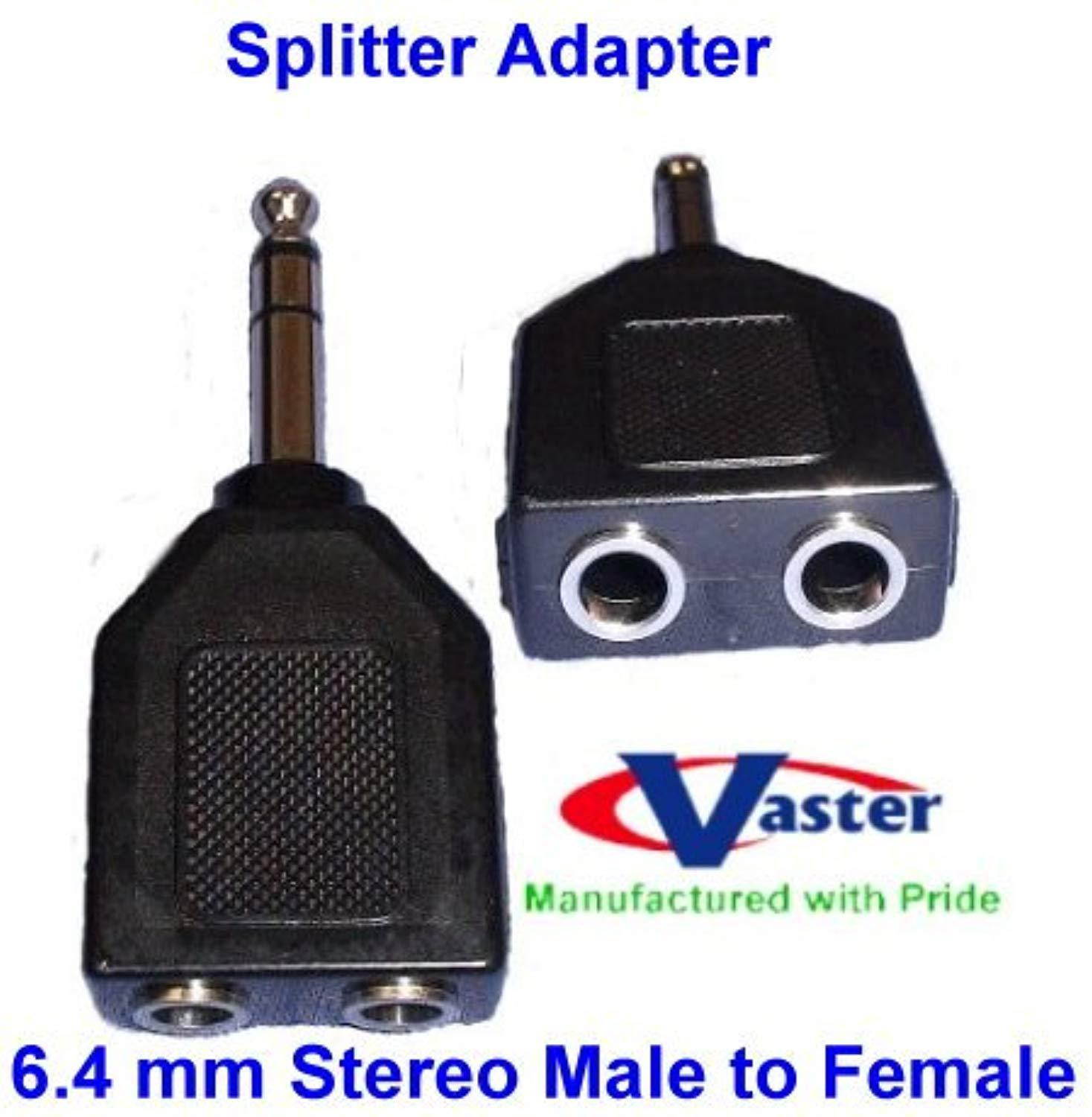 6.4 mm stereo splitter audio adapter (1 male to 2 female) 3 pcs / pack