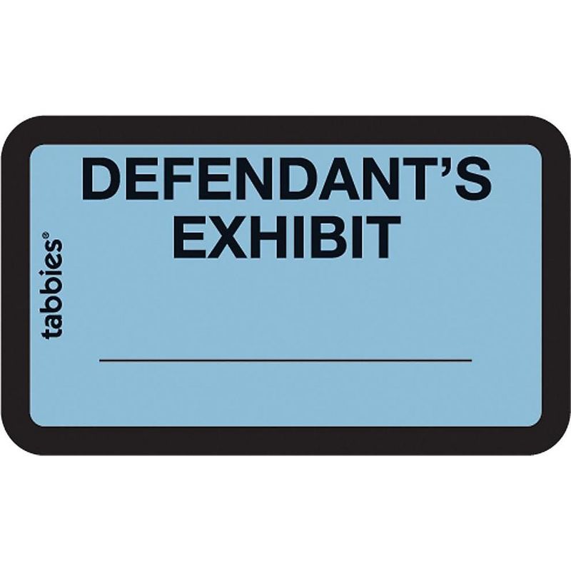 Tabbies Legal Exhibit Labels "Defendant" 1-5/8"x1" 252/PK Blue 58093