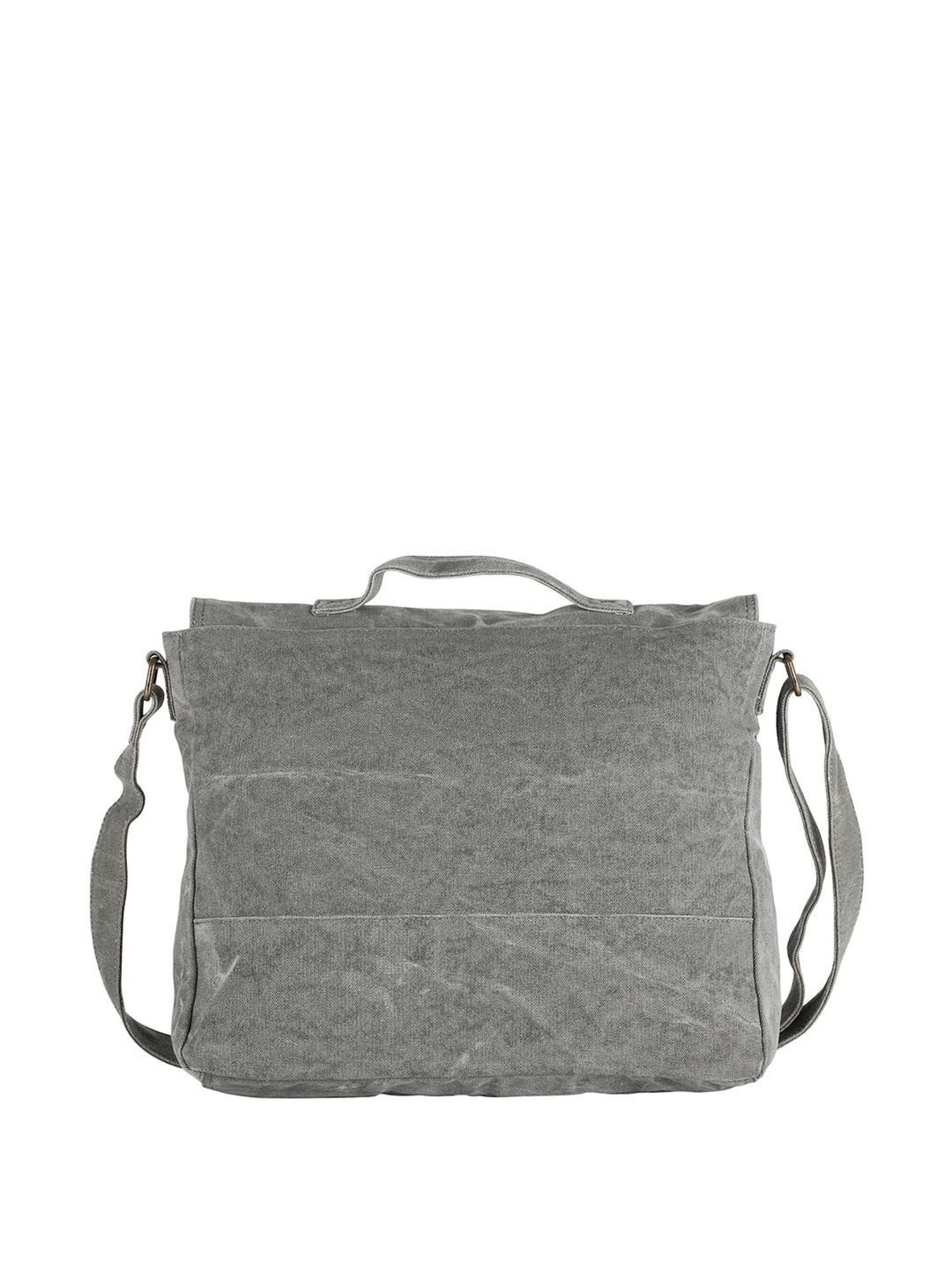 Mona B Grey Canvas Medium Messenger Bag