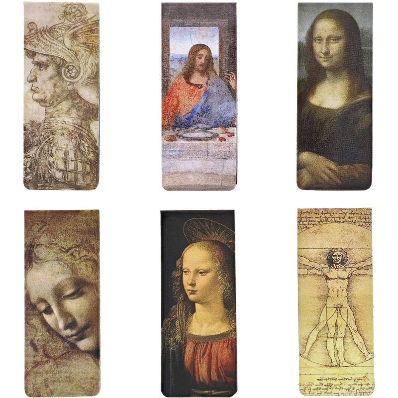 The Gifted Stationary 12-Pack Leonardo Designs da Vinci Magnetic Bookmarks in 6 Designs (0.8 x 2 inches)