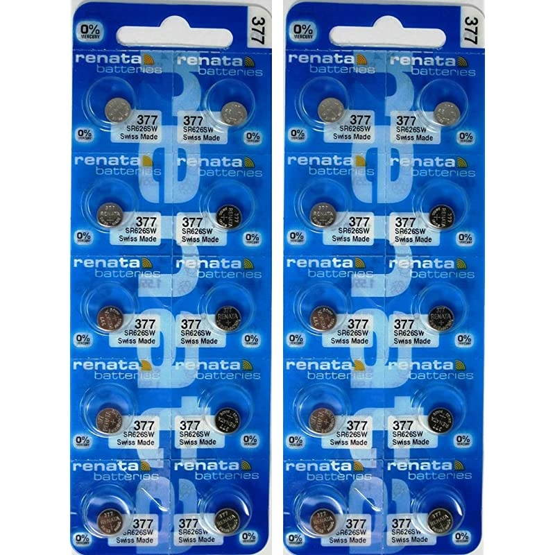 20 Silver Oxide 377 Zero Mercury Electronic Batteries