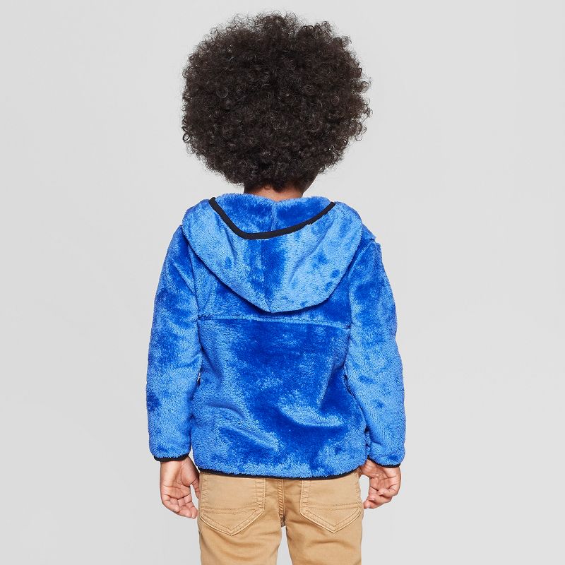 Toddler Boys' Teddy Bear Fleece Hoodie - Cat & Jack™ Blue 12M