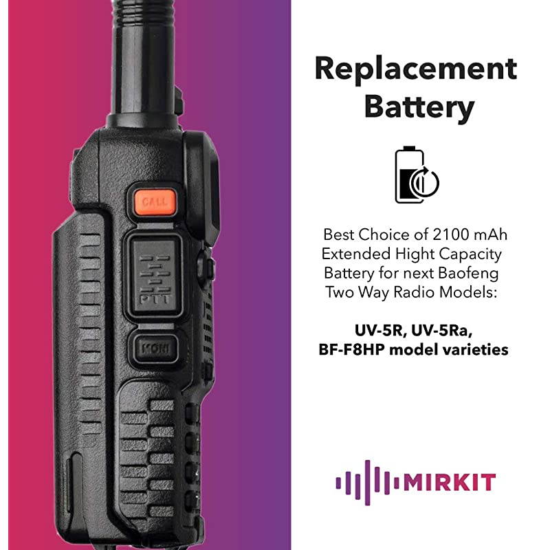 Baofeng Battery BL5 Li ion 74V 2100mAh for TwoWay HAM Radio UV5R v2+ BFF8HP Rechargeable Extended Batteries Accessories and Parts for radios by  Radio USA Warranty