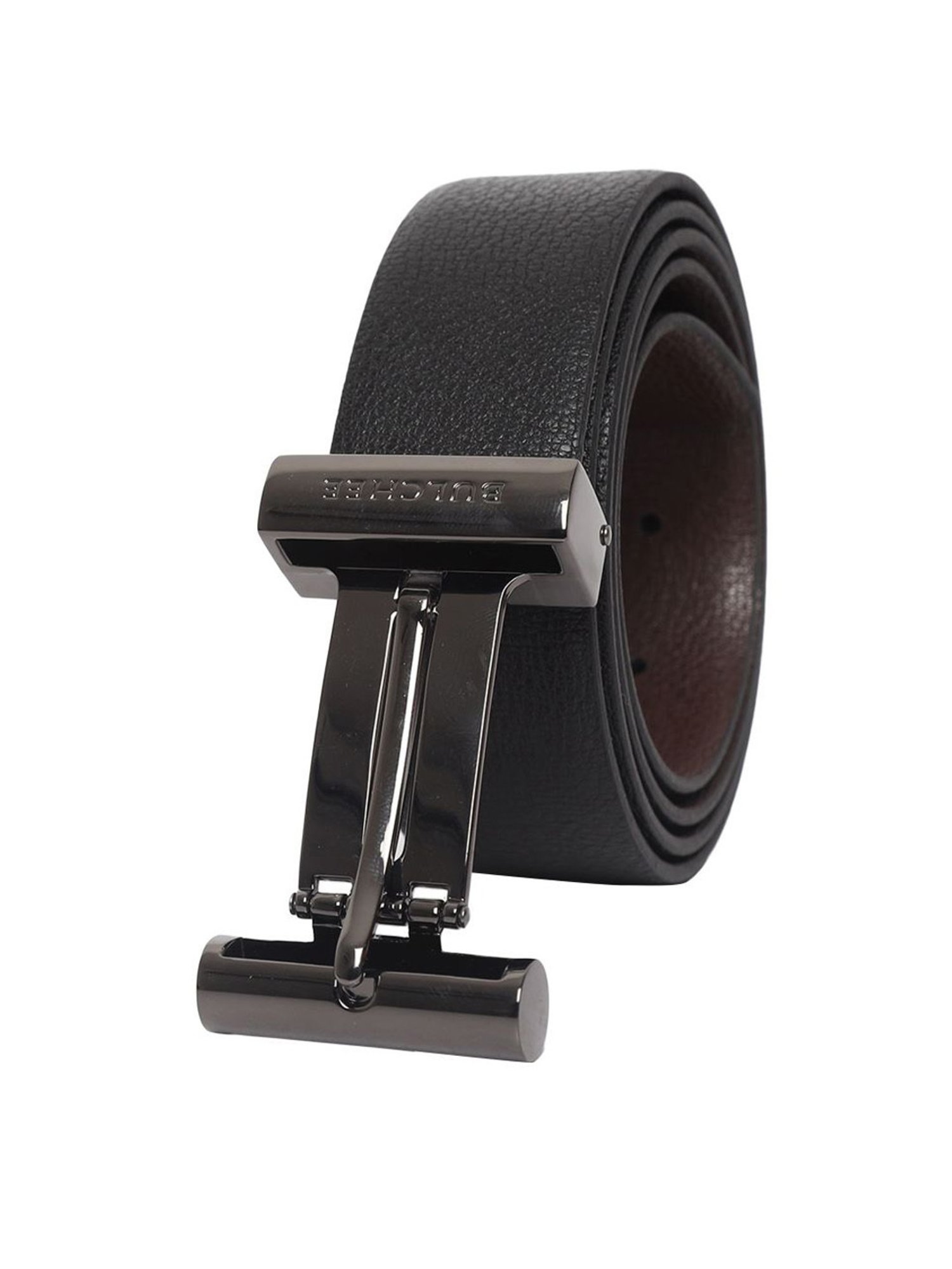Bulchee Black & Brown Leather Solid Reversible Belt
