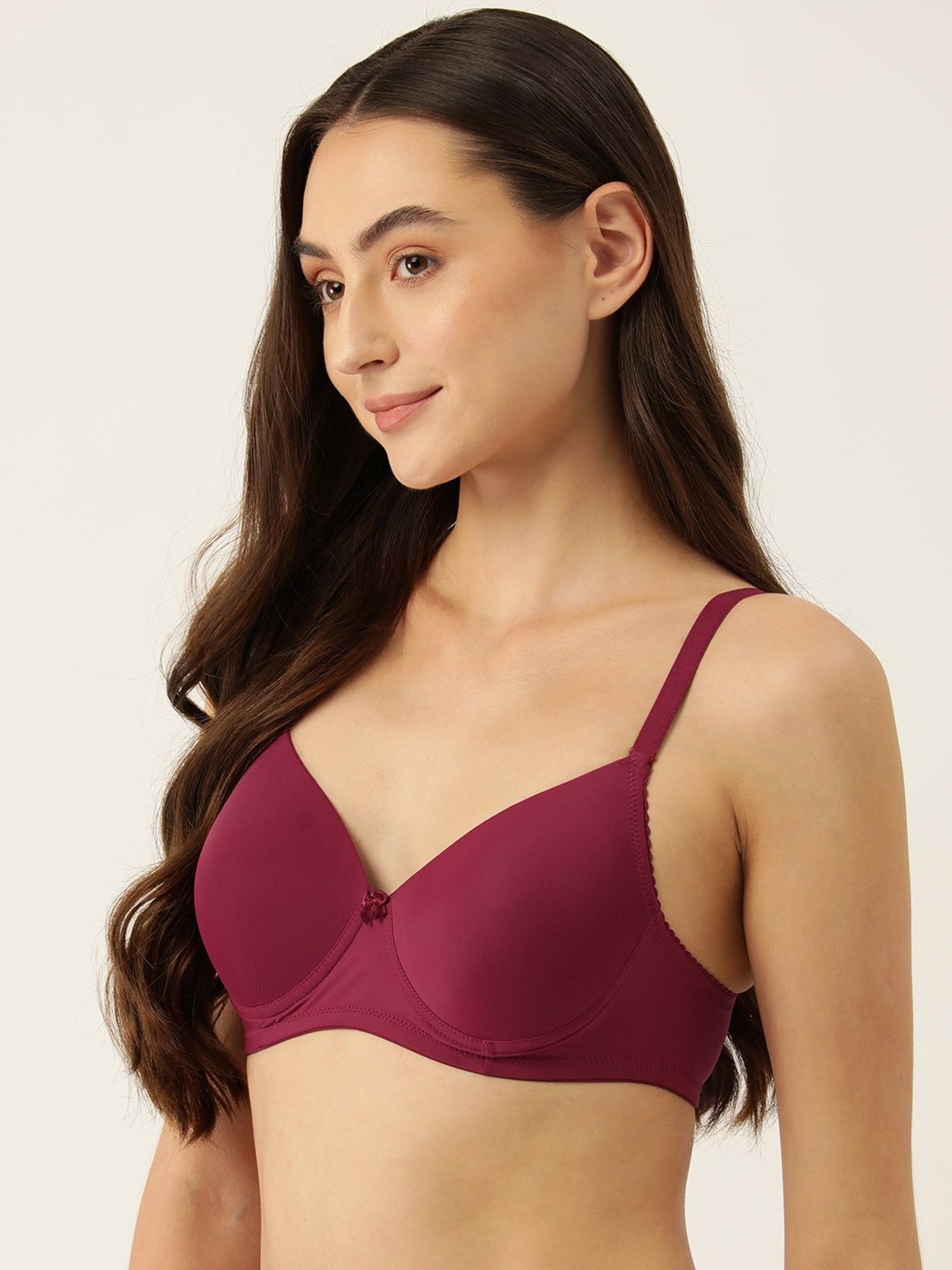 Leading Lady Maroon Full Coverage Padded T-Shirt Bra