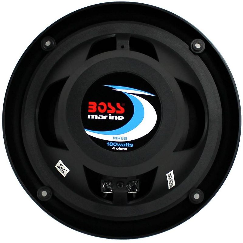 BOSS 6.5" 360W Dual Cone Black Marine Boat Outdoor Audio Speakers, 4pk | MR6B