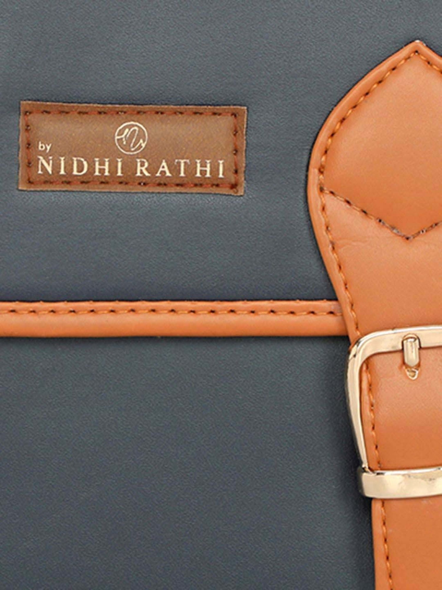 NR by Nidhi Rathi Navy Solid Medium Satchel Handbag