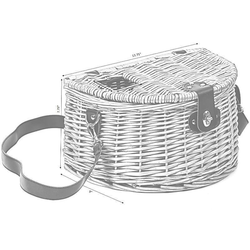 Vintiquewise Wicker Fishing Creel with Faux Leather Shoulder Strap