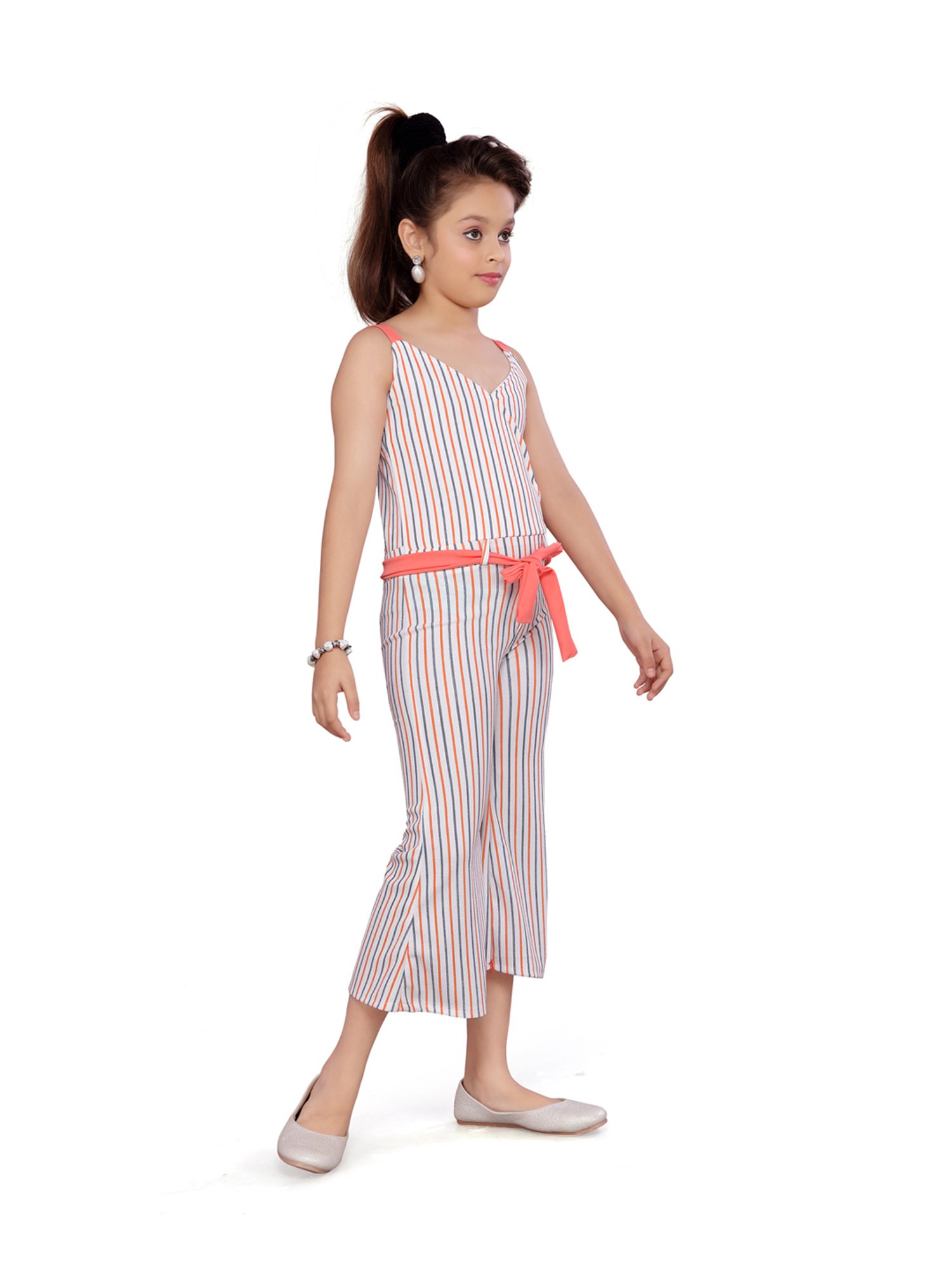 Aarika Kids Multicolor Striped Jumpsuit With Belt