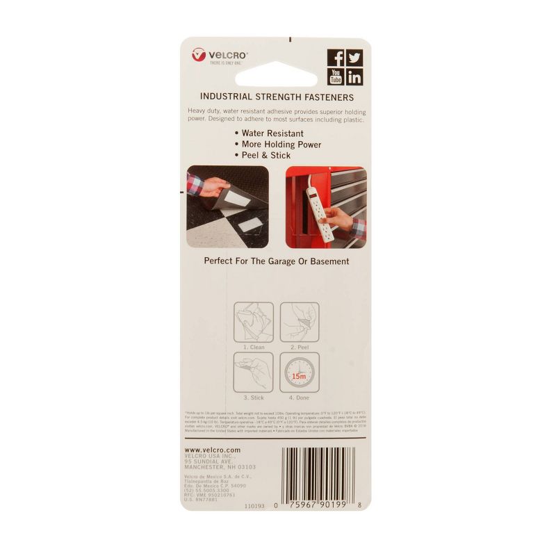 VELCRO 2ct 4'X2" Industrial Strength Strips Black