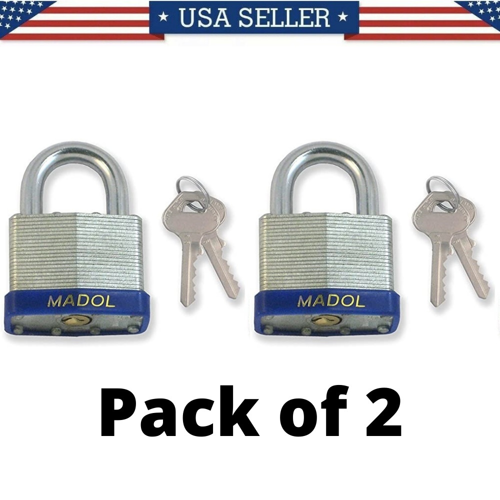 [Pack of 2] Laminated Padlock 45 mm with Protective Bumper and 2X Keys