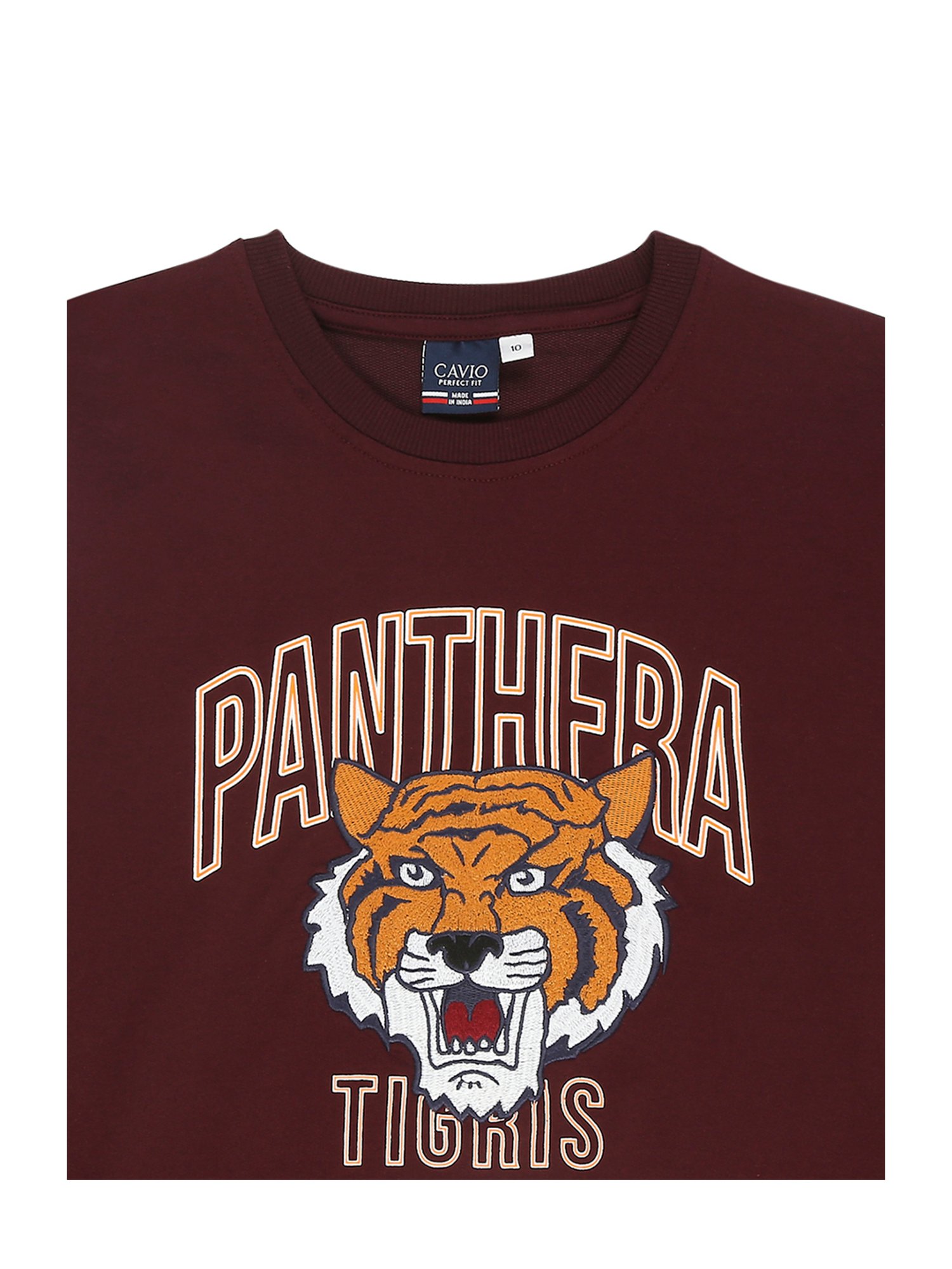 Cavio Kids Maroon Printed Full Sleeves T-Shirt