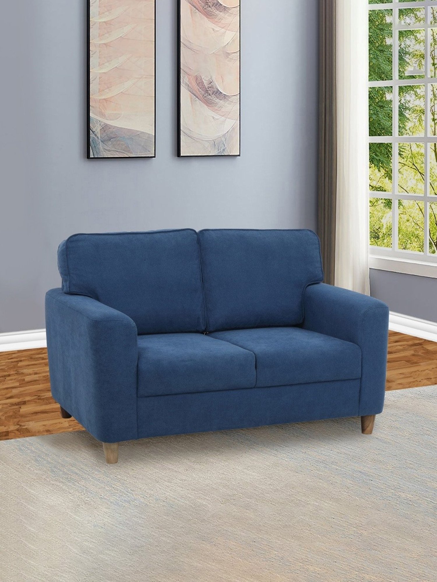 Durian Berry Black Premium Leatherette 2 Seater Sofa