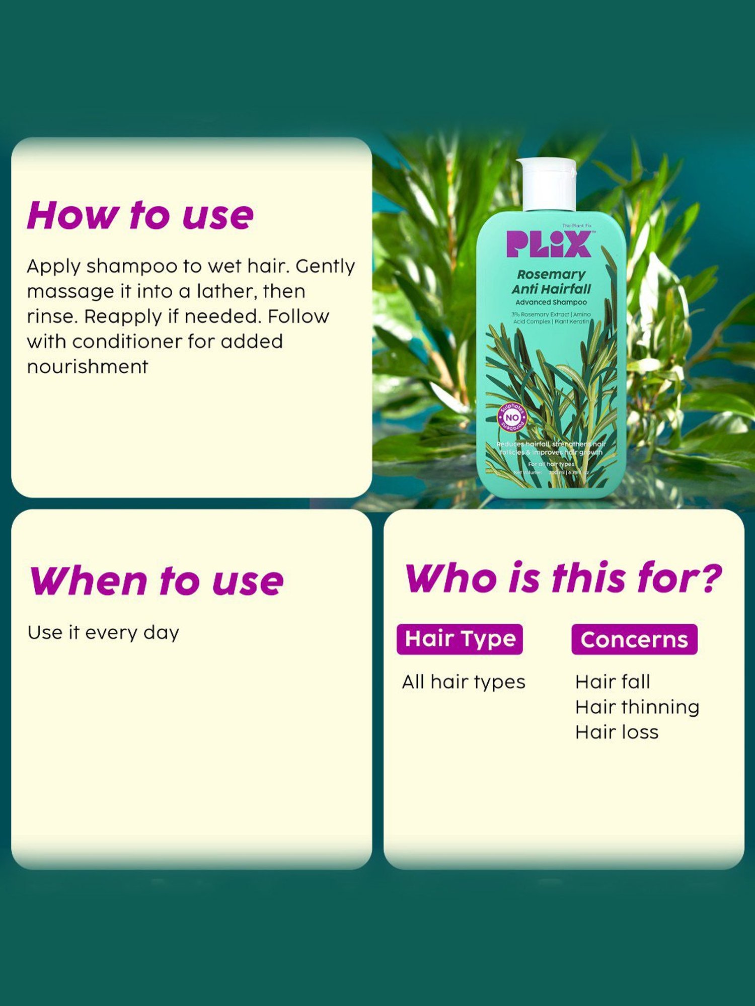 PLIX THE PLANT FIX Rosemary Anti Hairfall Advanced Shampoo - 200 ml