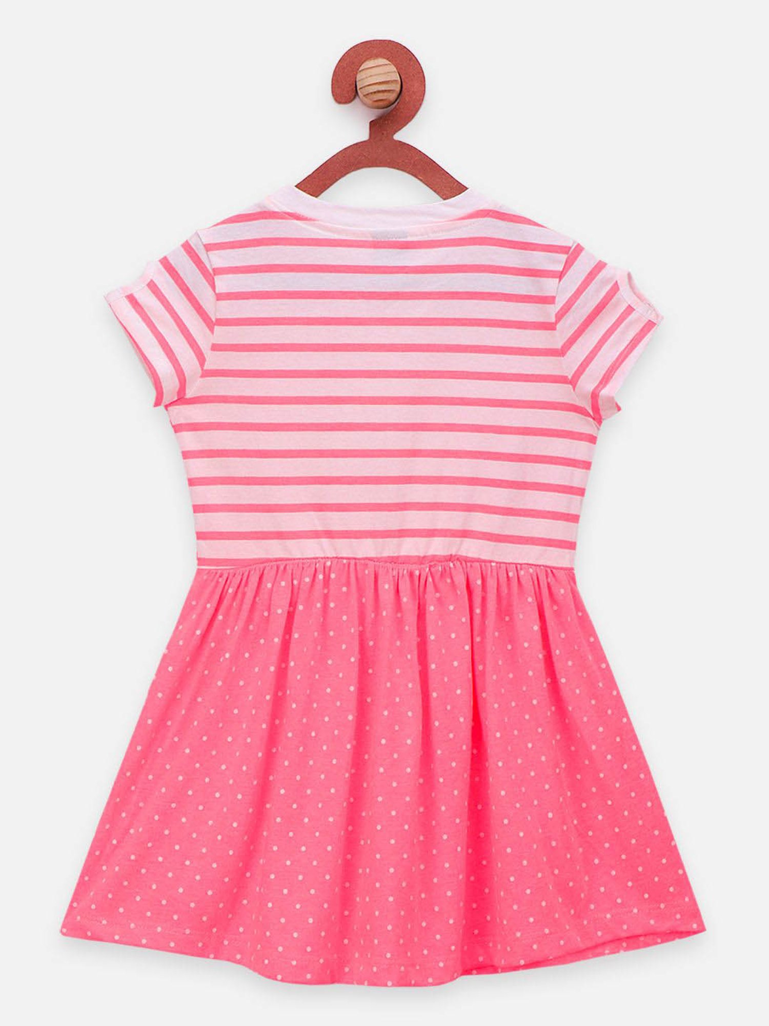LilPicks Kids Pink & White Cotton Printed Dress