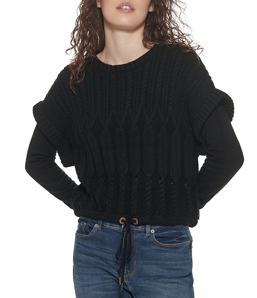 J.McLaughlin Jamey Crew Neck Button Trim Raglan Sleeve Sweater