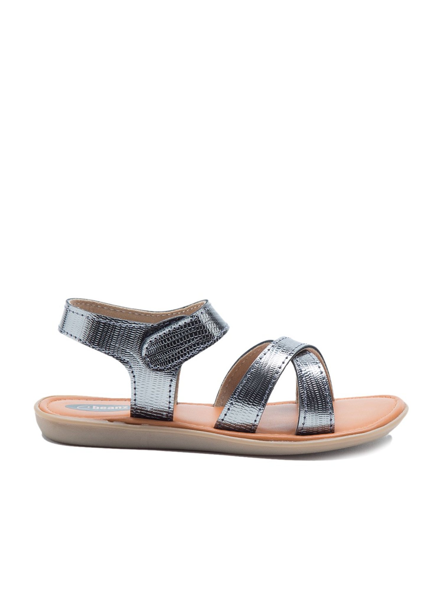 Beanz Kids Kathleen Grey & Tan Cross Strap Sandals