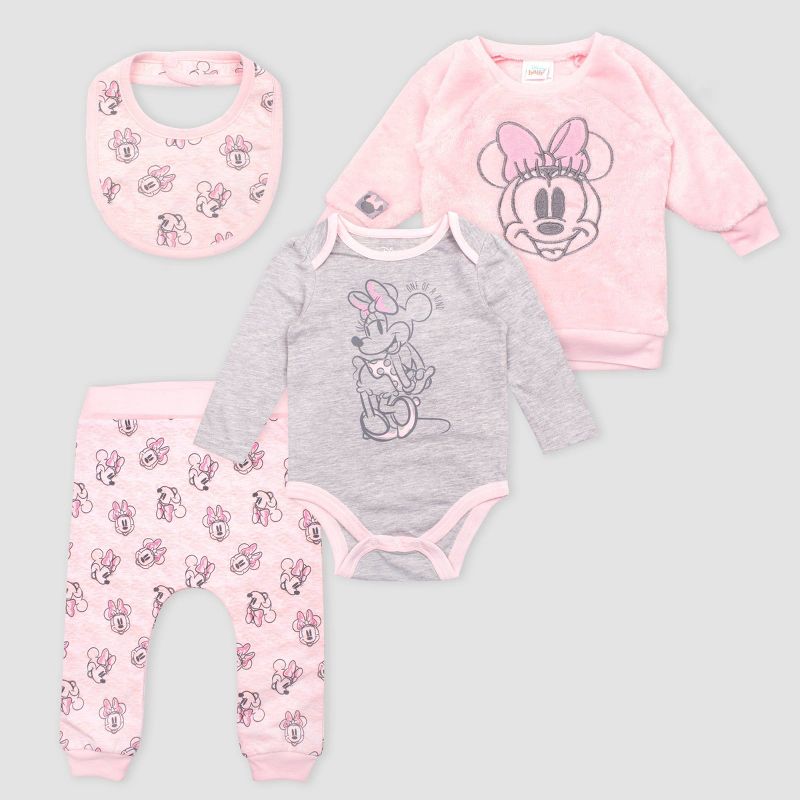 Baby Girls' Disney Minnie Mouse 4pc set - Light Pink 0-3M