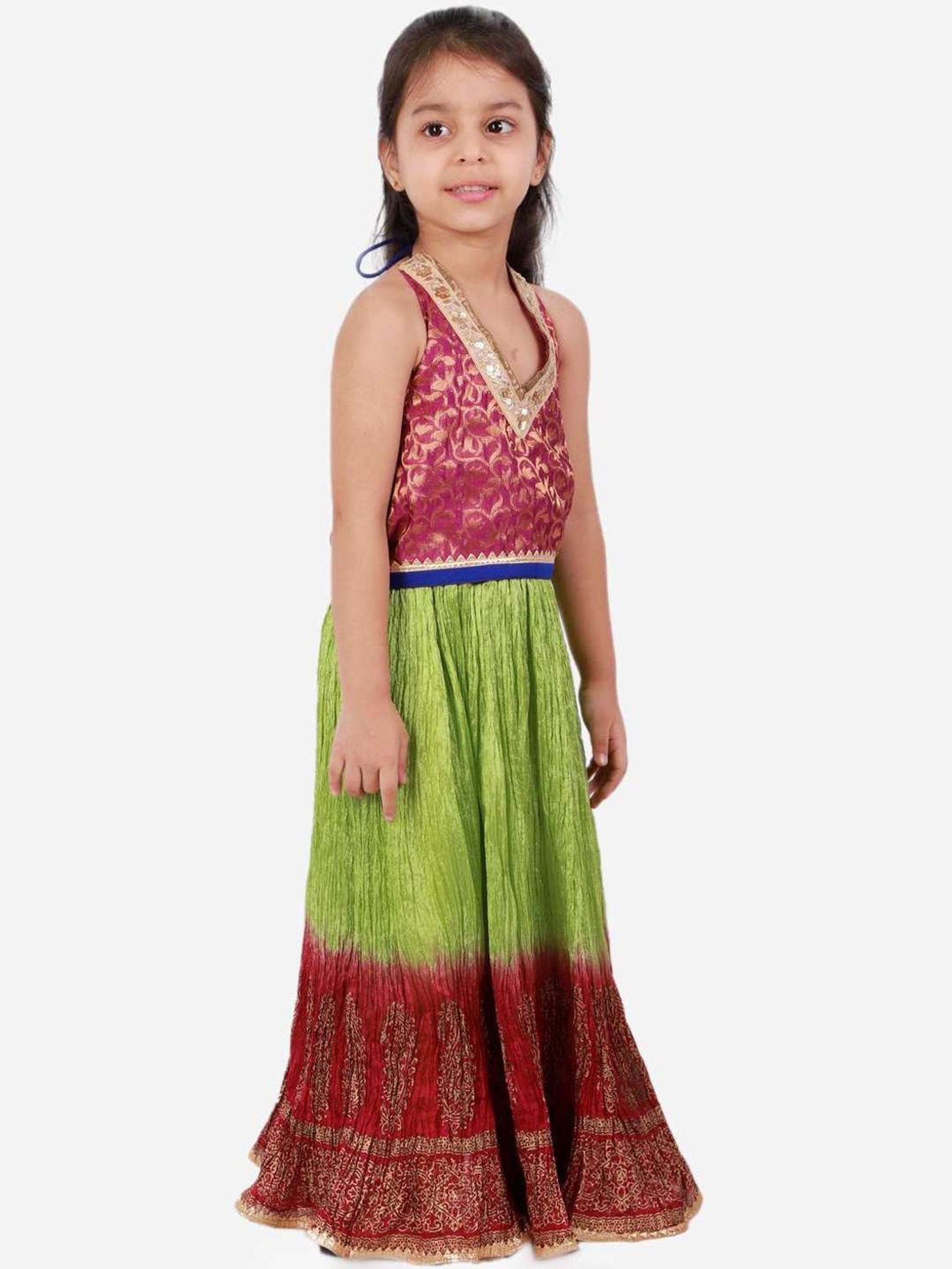 TWISHA Kids Red & Green Embellished Top Set