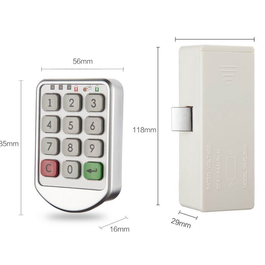 Electronic Cabinet Lock, Intelligent Digit Keypad Cabinet Lock Keyless Safety Security Lock for Drawer, Jewelry Box, Locker
