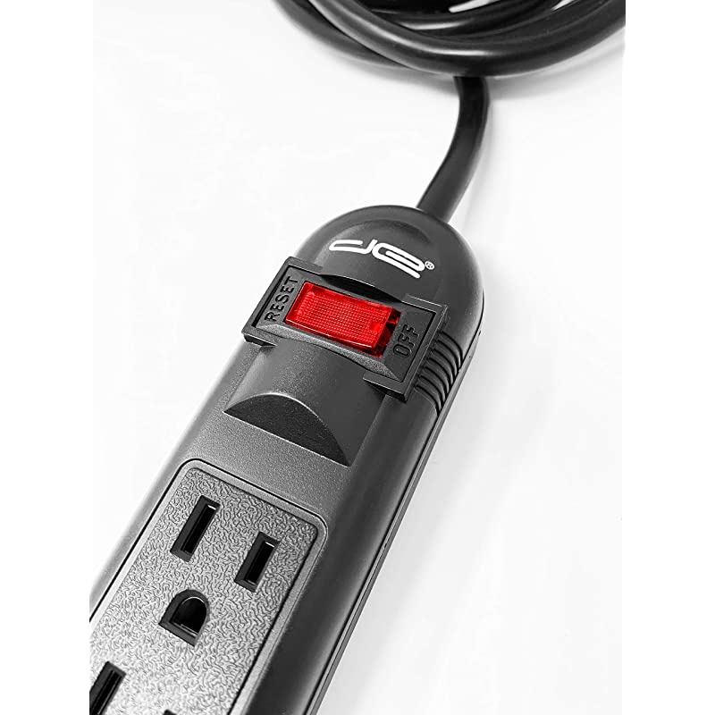 6-Outlet Surge Protector Power Strip with 25-Ft Long Extension Cord, Black, ETL Listed/UL Standard