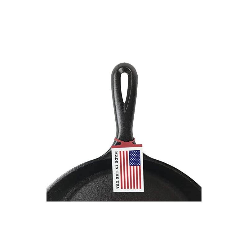 Pre-Seasoned Cast Iron Griddle With Easy-Grip Handle, 10.5 Inch (Pack of 1), Black