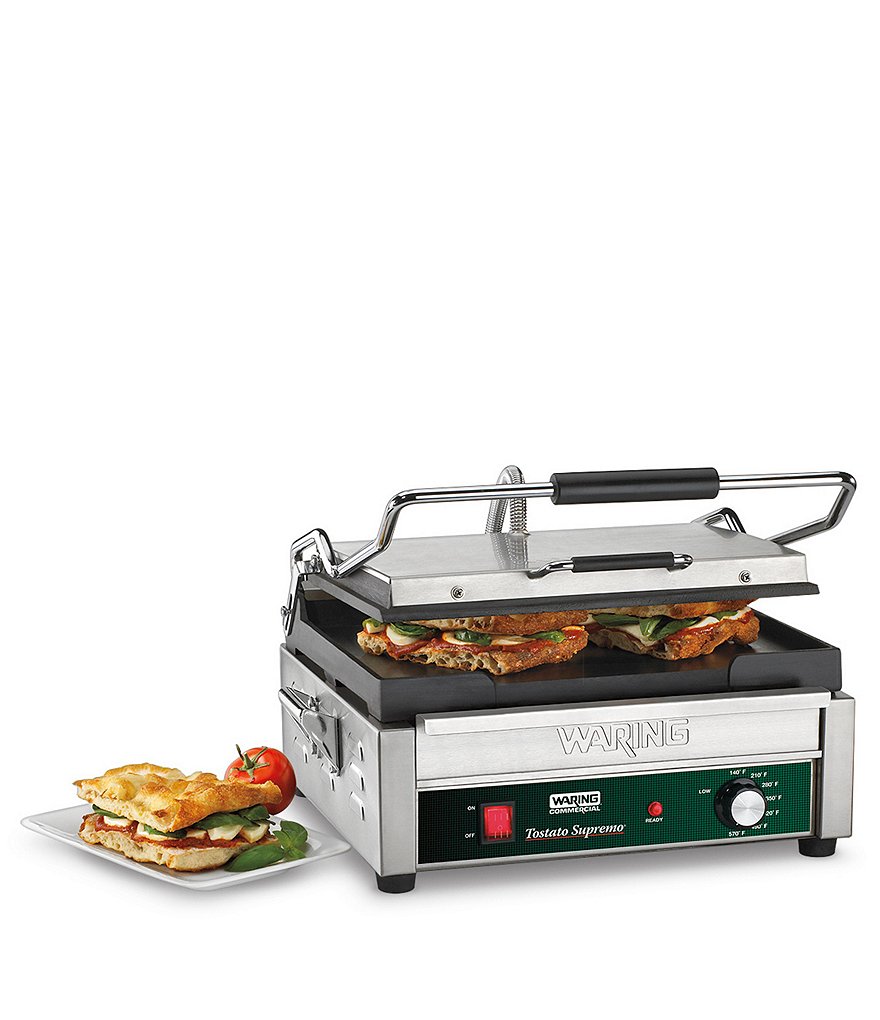 Waring Commercial Tostato Supremo Large Italian-Style Flat Grill with Timer
