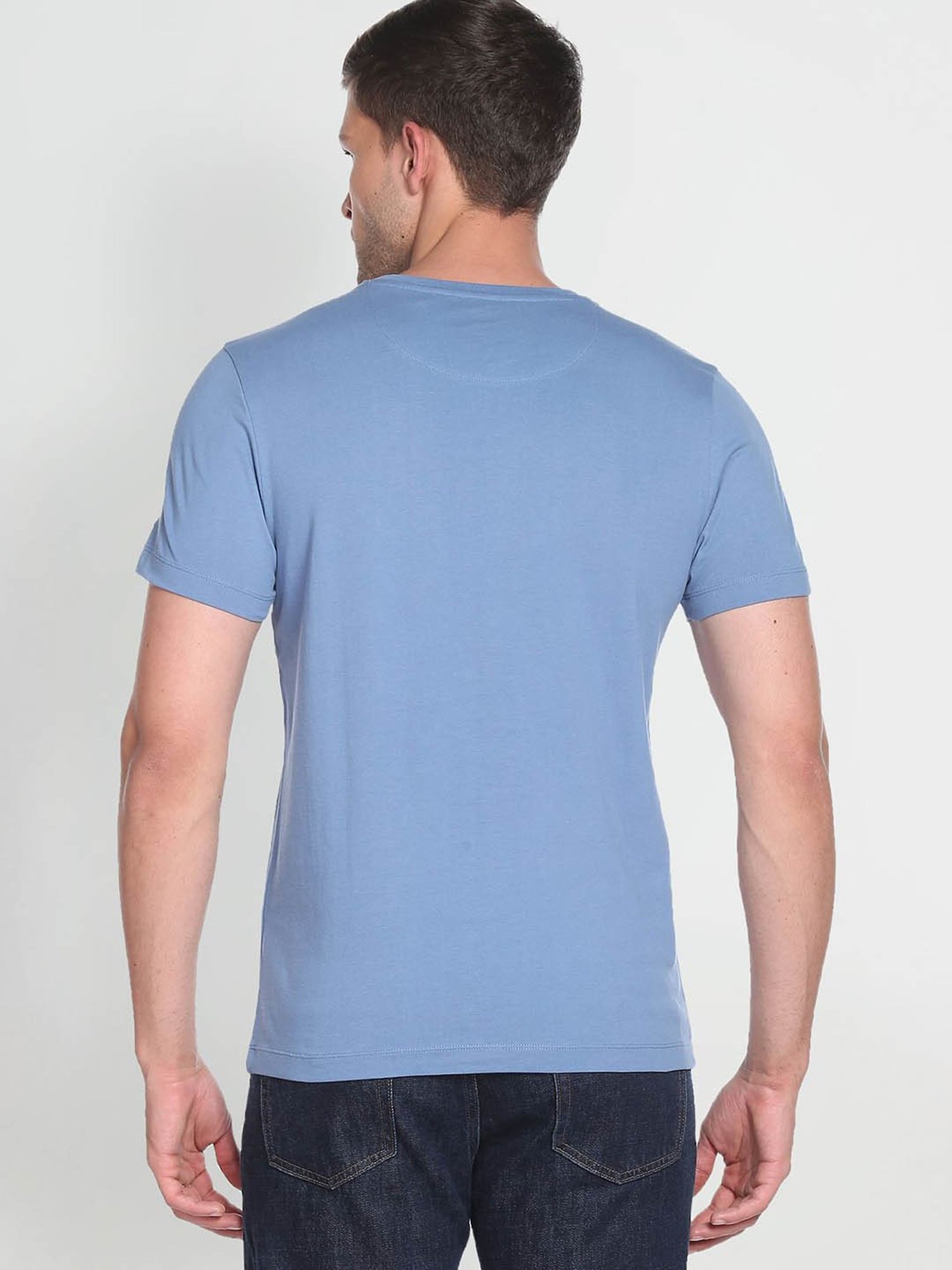 Arrow Sport Blue Cotton Regular Fit Printed T-Shirt