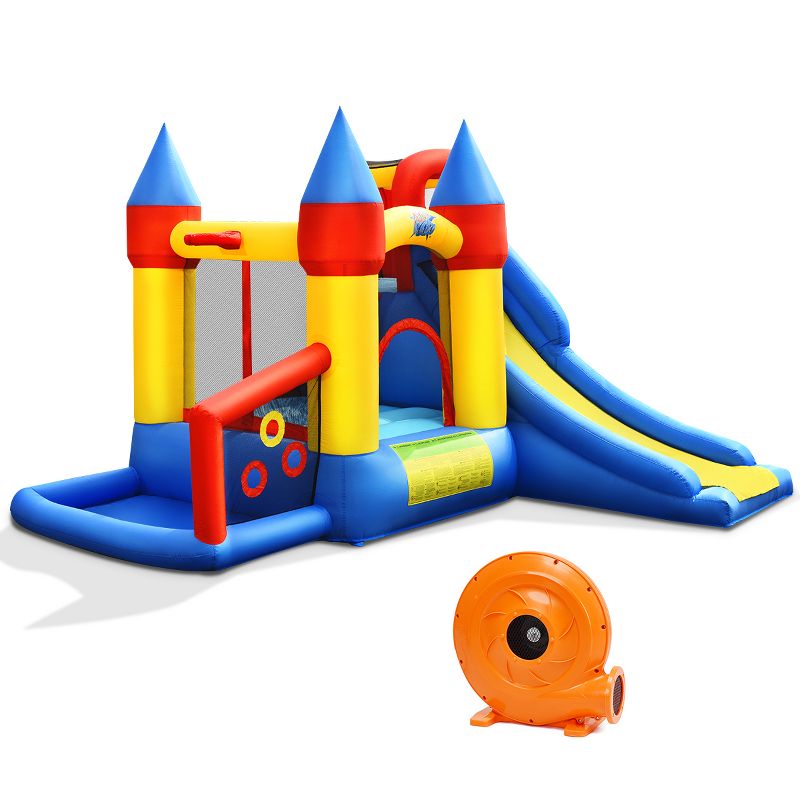 Costway Inflatable Bounce House Slide Bouncer Kids Castle Jumper w/ Balls & 780W Blower