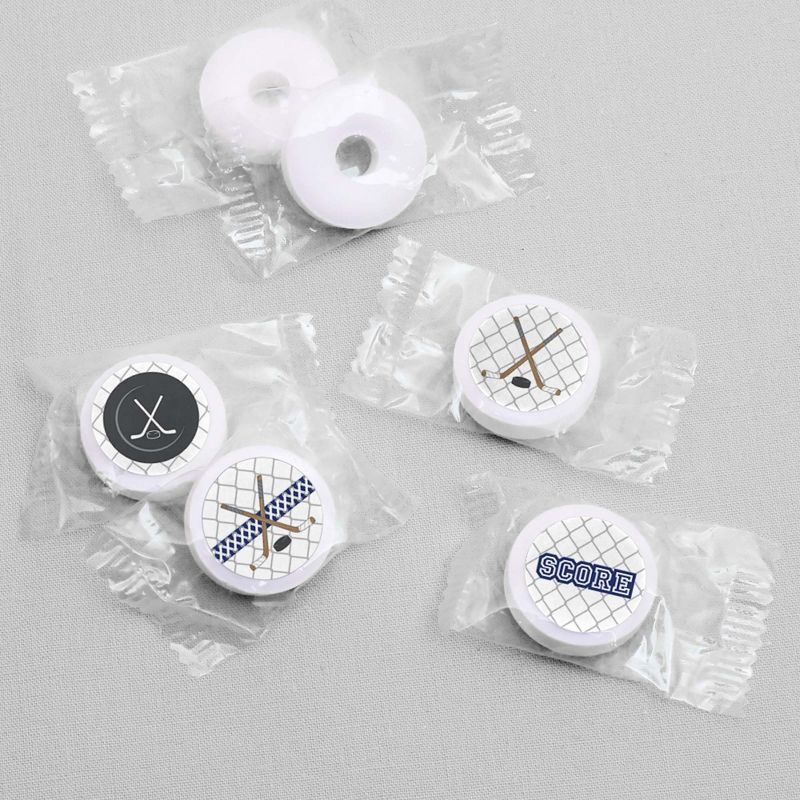 Big Dot of Happiness Shoots and Scores - Hockey - Baby Shower or Birthday Round Candy Sticker Favors - Labels Fit Hershey's Kisses (1 Sheet of 108)