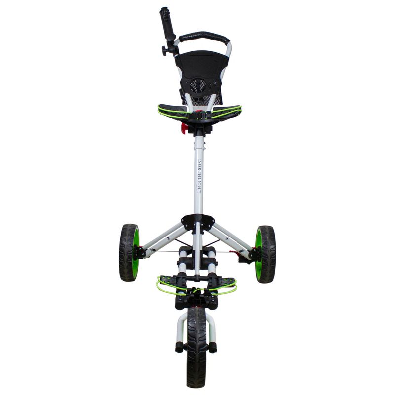 Northlight 48" White and Green Easy Folding 3 Wheel Golf Bag Push Cart