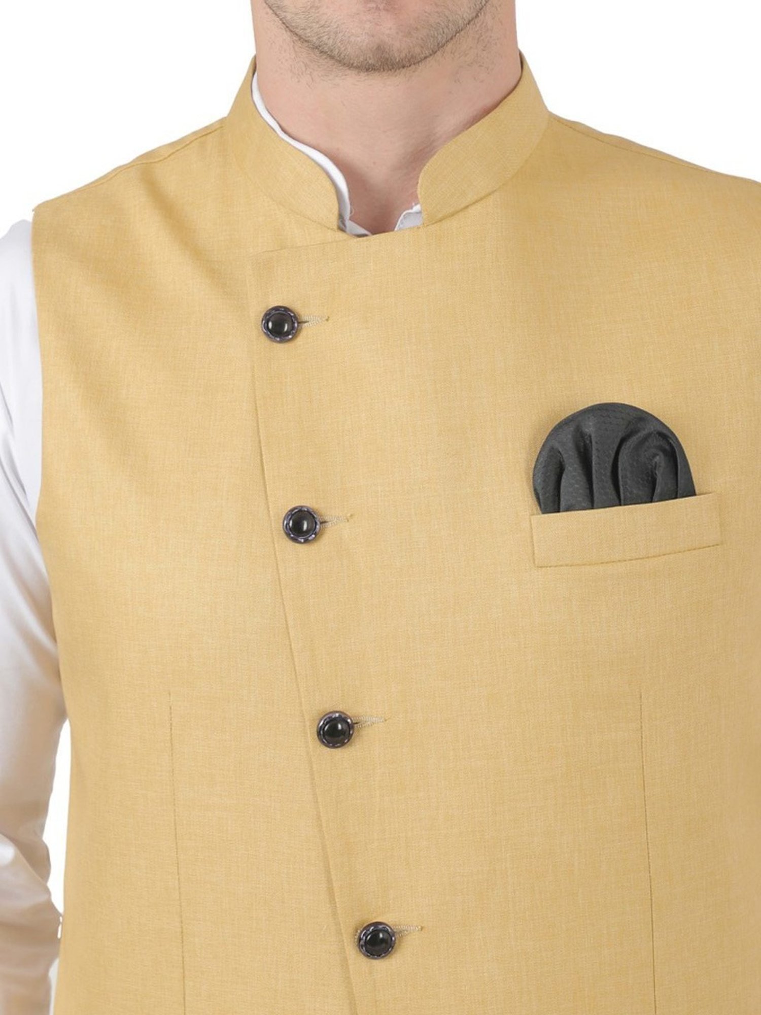 Tahvo Gold Slim Fit Nehru Jacket