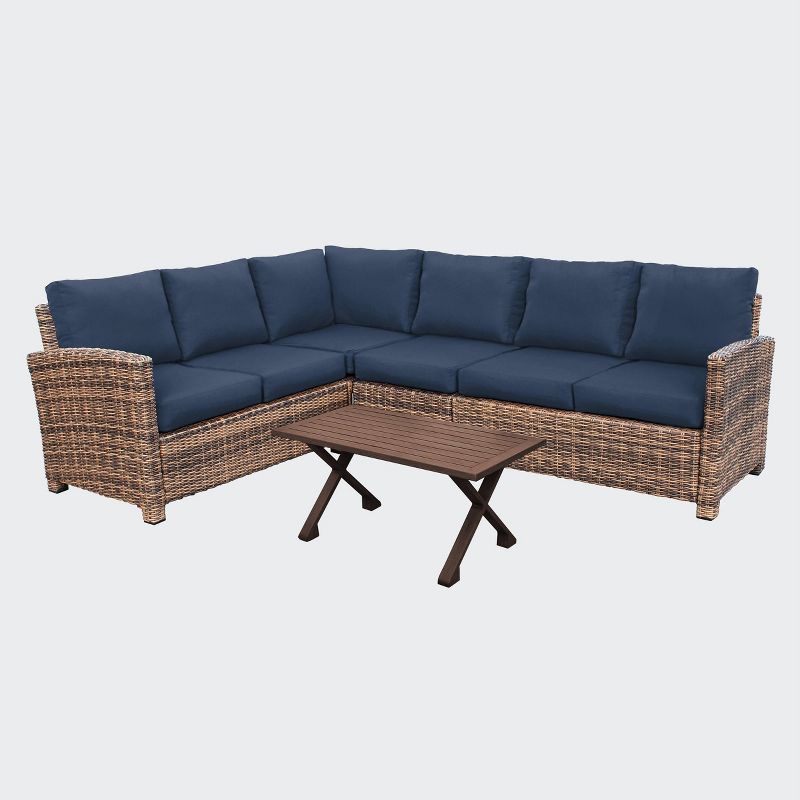 Dalton 5pc Sectional Seating Set with Sunbrella - Navy - Leisure Made