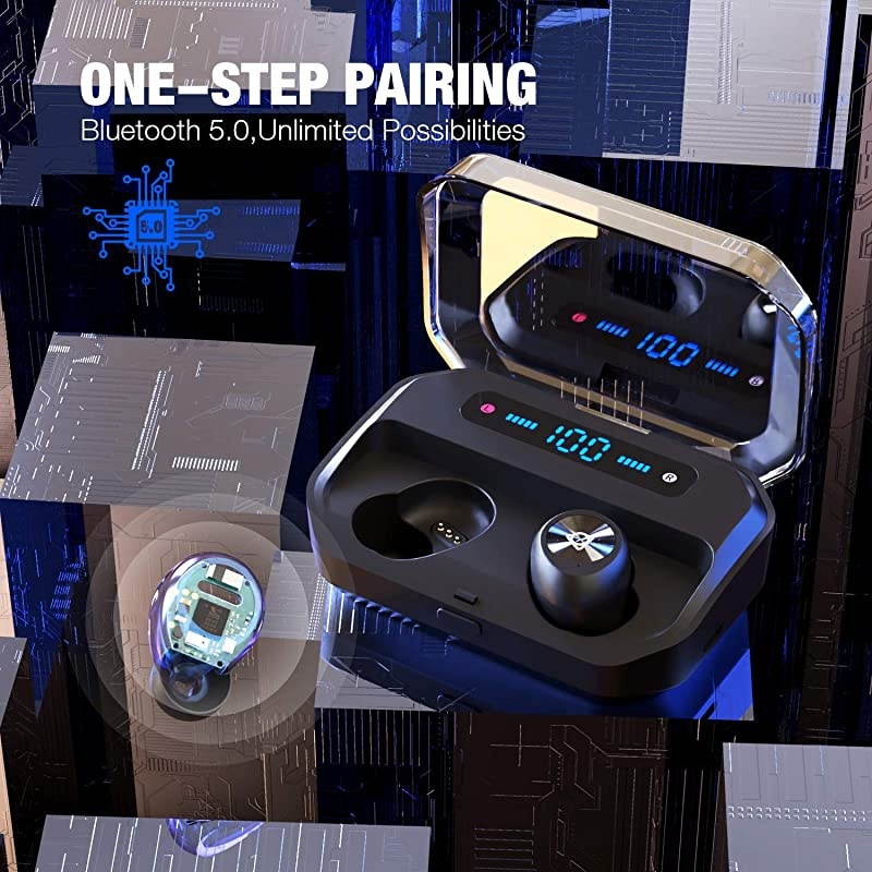 Wireless Earbuds Bluetooth 50 Headphones with Digital Intelligence LED Display 3500 mAH Charging Case 135H Playtime Stereo Sound Headset IPX8 Waterproof Builtin Mic for Home Office