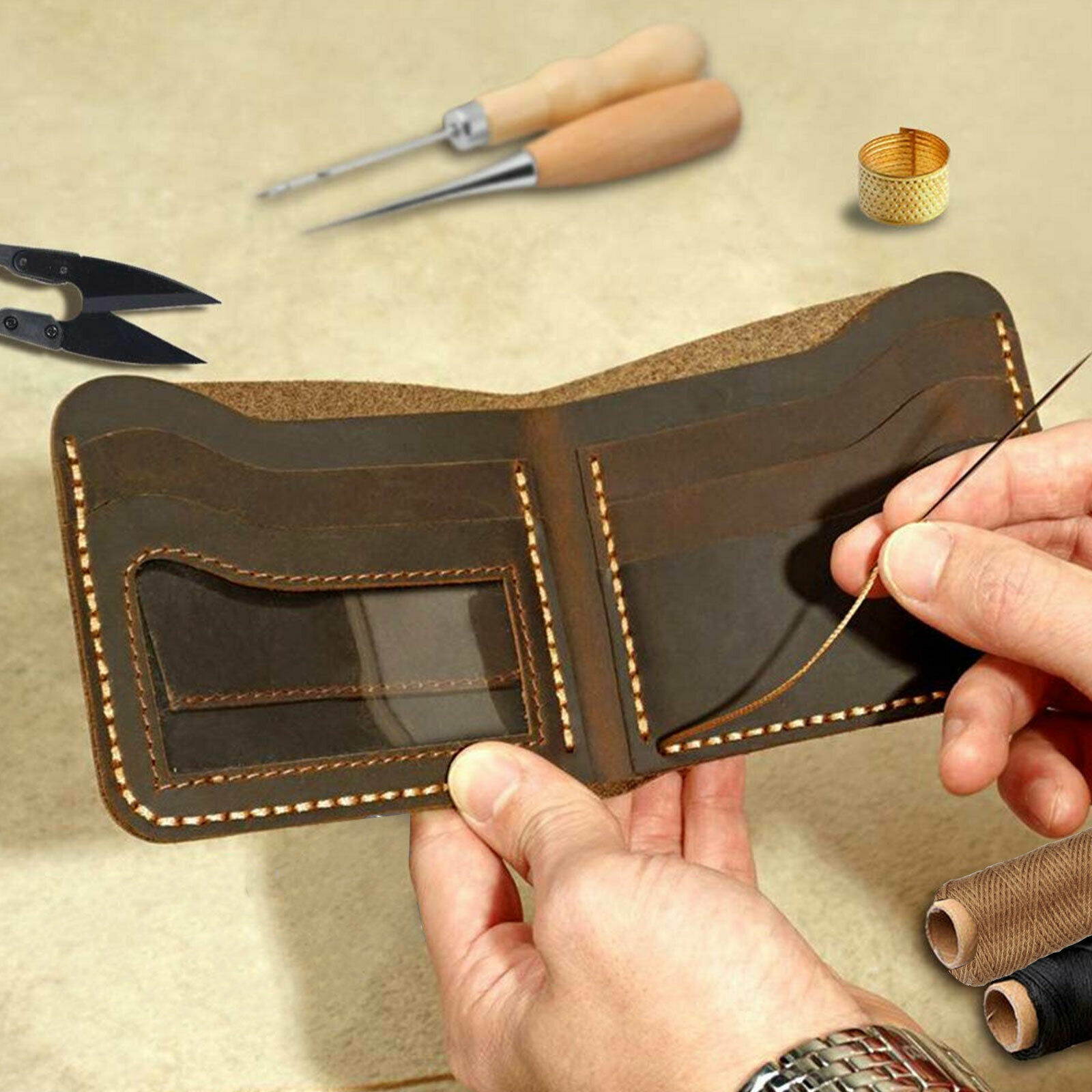 Leather Working Tools Repair Kit Sewing Craft Supplies Stitching Making Groover