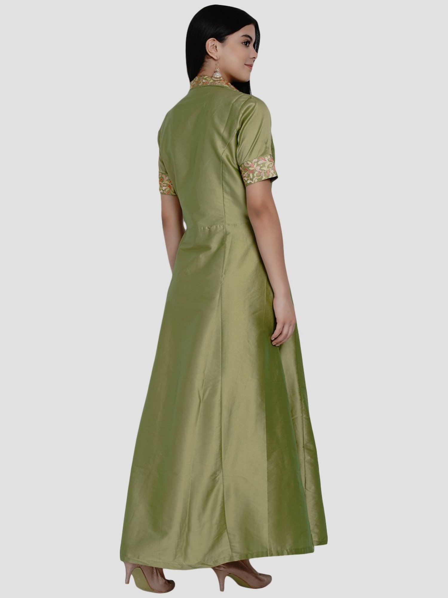 Women Republic Green A Line Kurta