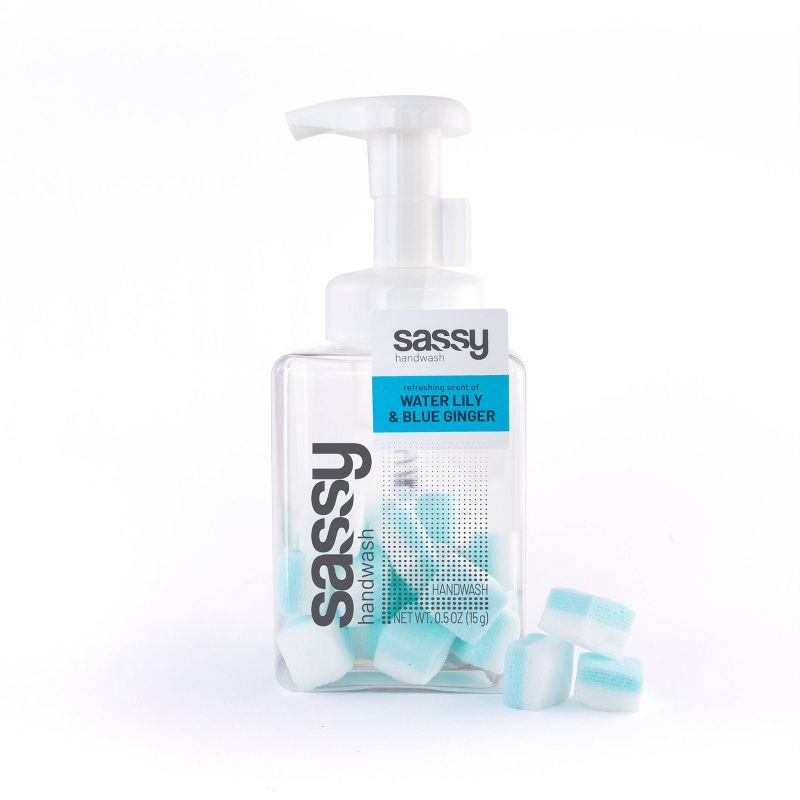 SASSY Refillable Foaming Handwash - Refreshing Scent of Water Lily & Blue Ginger - 0.5oz