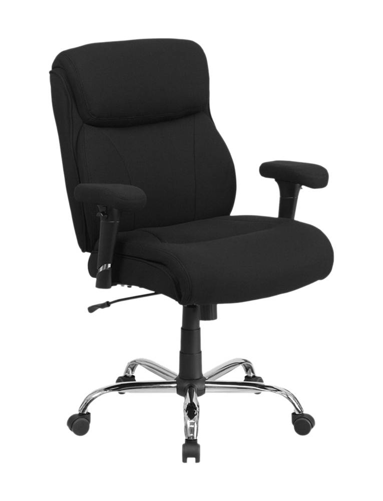 HERCULES Series Big & Tall 400 lb. Rated Black Fabric Ergonomic Task Office Chair with Line Stitching and Adjustable Arms
