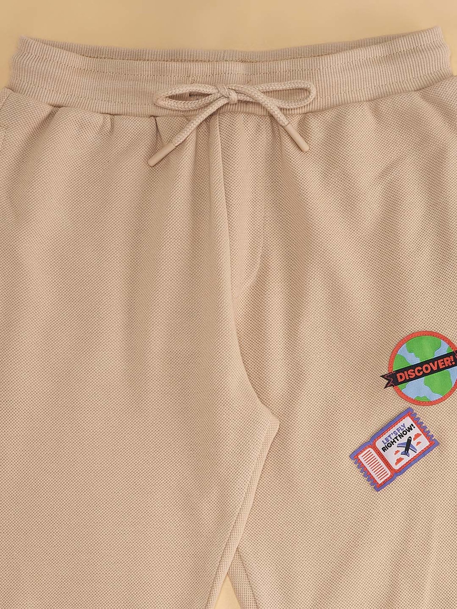 Pantaloons Junior Khaki Cotton Printed Joggers
