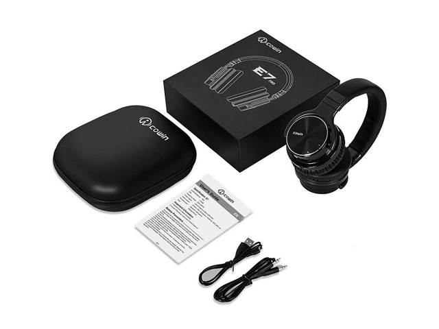 COWIN E7 Pro Active Noise Cancelling Wireless Bluetooth Headphones with Microphone; Hi-Fi Deep Bass, Over Ear, 30H Playtime, for Travel, Work, TV, Computer, Phone - Black