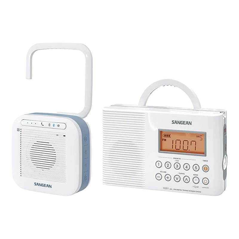 H201P Portable Waterproof Bluetooth Speaker and WaterproofShower Radio White