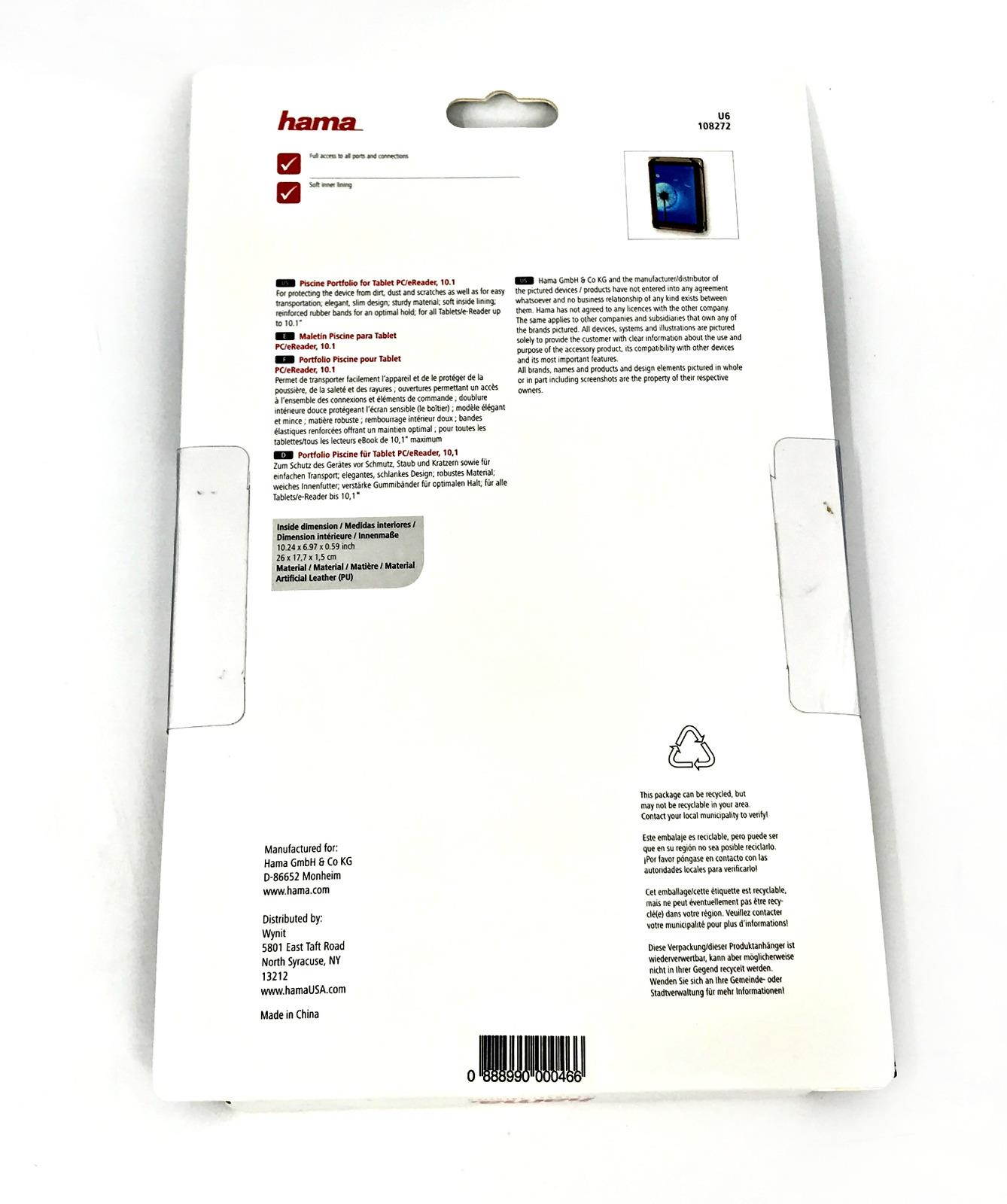 Hama Piscine Universal Portfolio for Tablets up to 10.1" Black U6108272 #0466