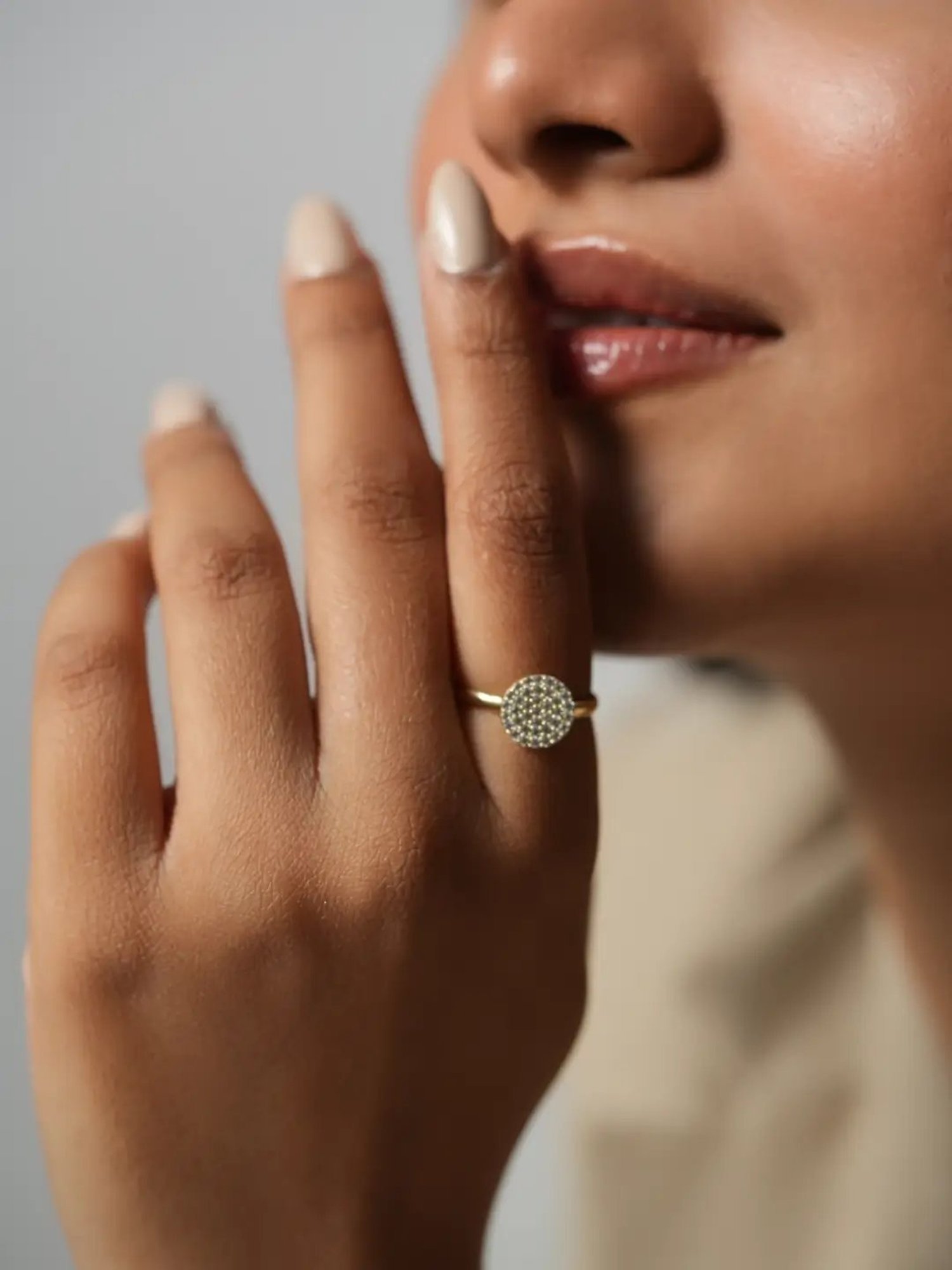 Mabel 92.5 Sterling Silver 18k Gold-Plated Cluster Circle Adjustable Ring