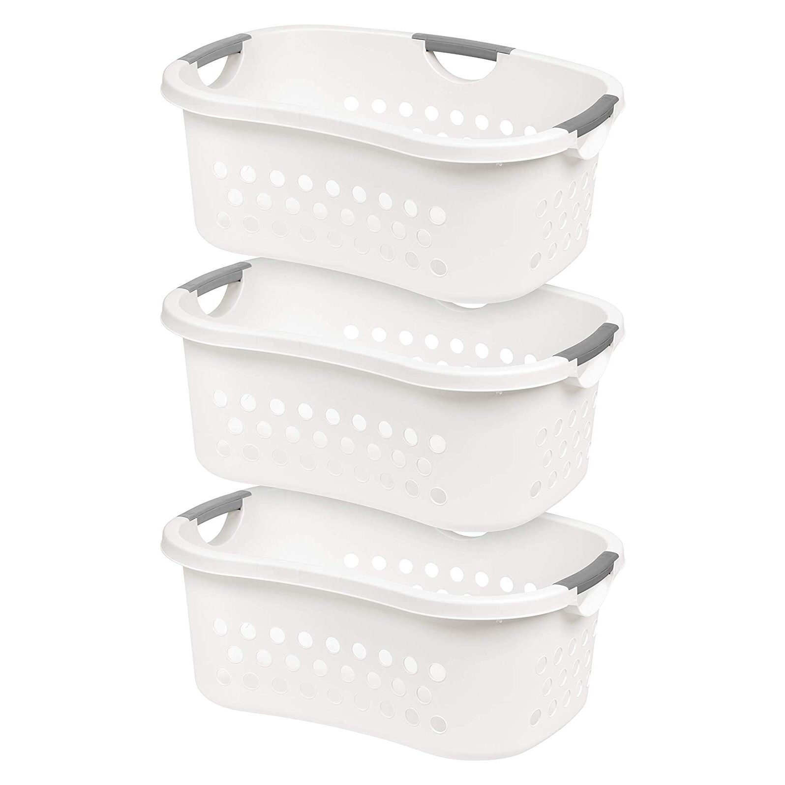IRIS Comfort Carry Laundry Basket, 3 Pack, White