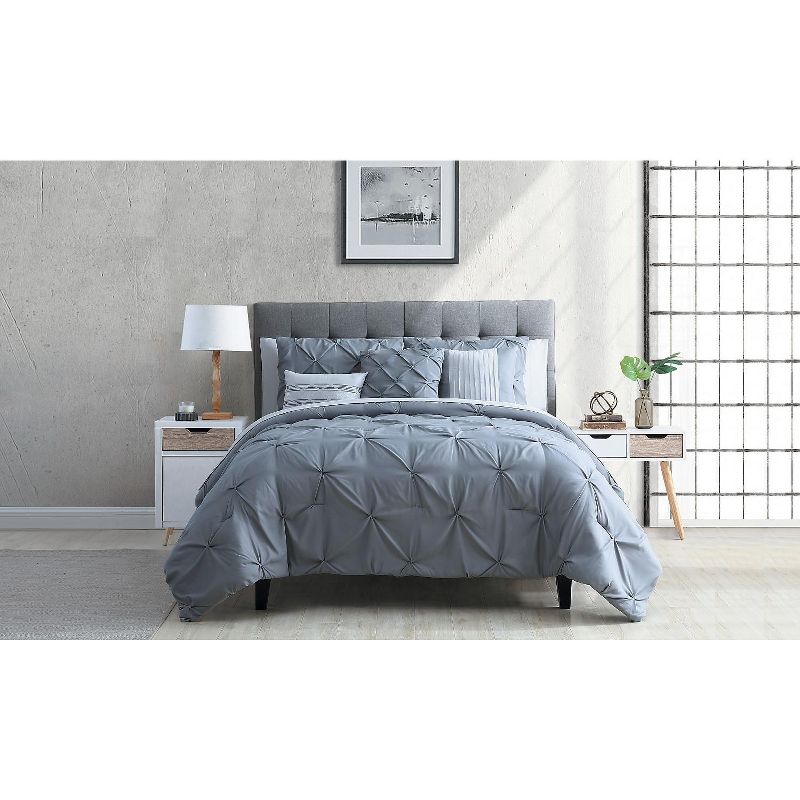 VCNY Home Carmen Pintuck Bed-in-a-Bag Comforter Set - Grey 10 Piece King