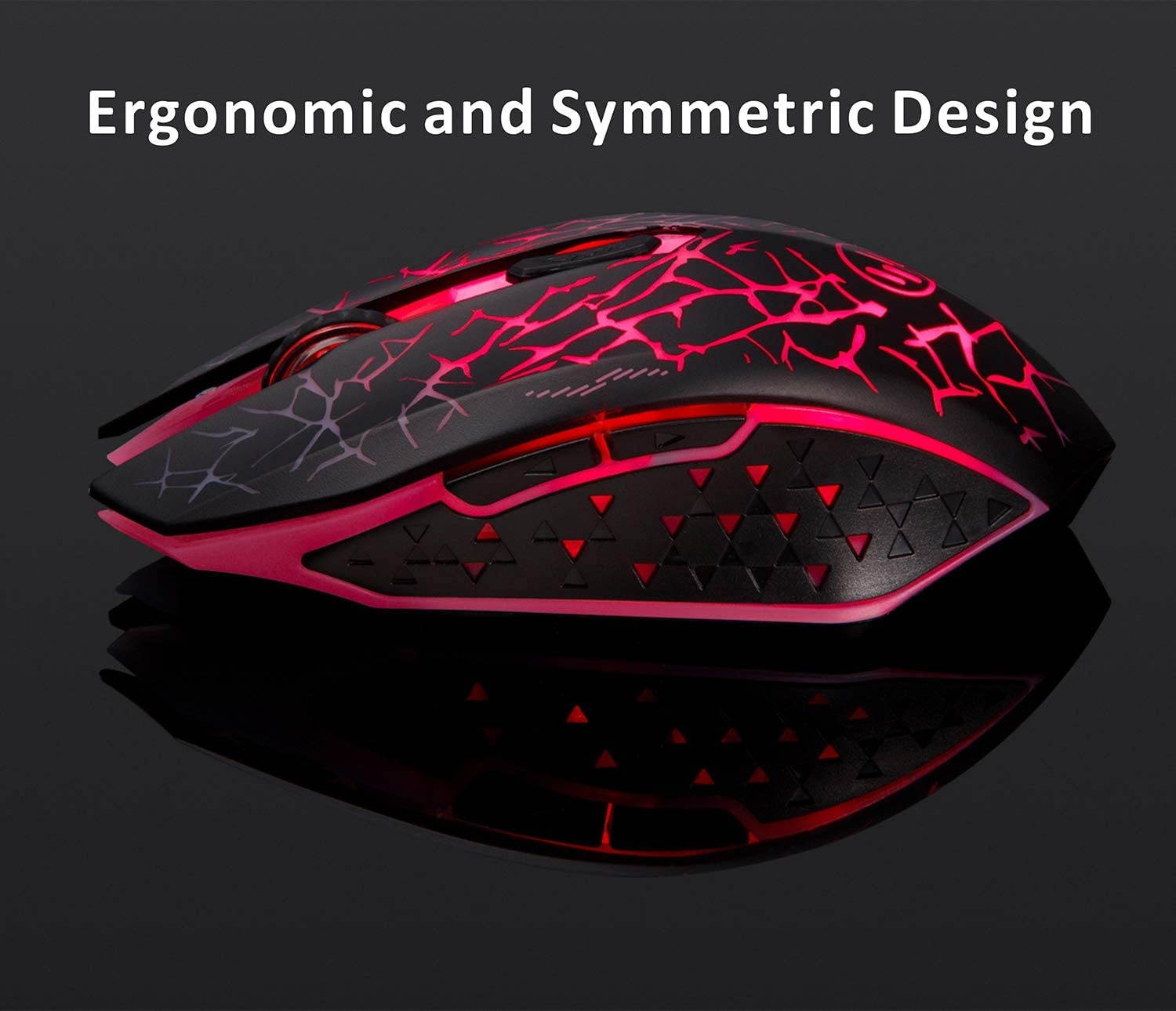 TENMOS K6 Wireless Gaming Mouse Rechargeable Silent LED Optical Computer Mice with USB Receiver 3 Adjustable DPI Level and 6 Buttons Auto Sleeping Compatible Laptop/PC/Notebook (Red Light)