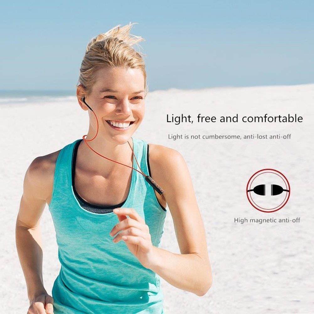 EIGIIS Bluetooth Headphones Magnetic Sports Headsets Built in Mic Noise Cancelling for Sports (White)