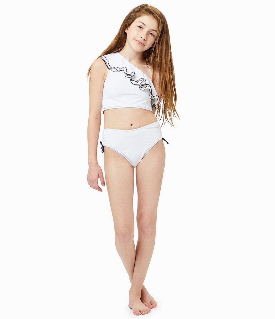 Habitual Big Girls 7-16 Ruffled-Off-The-Shoulder Tankini Top & Hipster Two-Piece Swimsuit