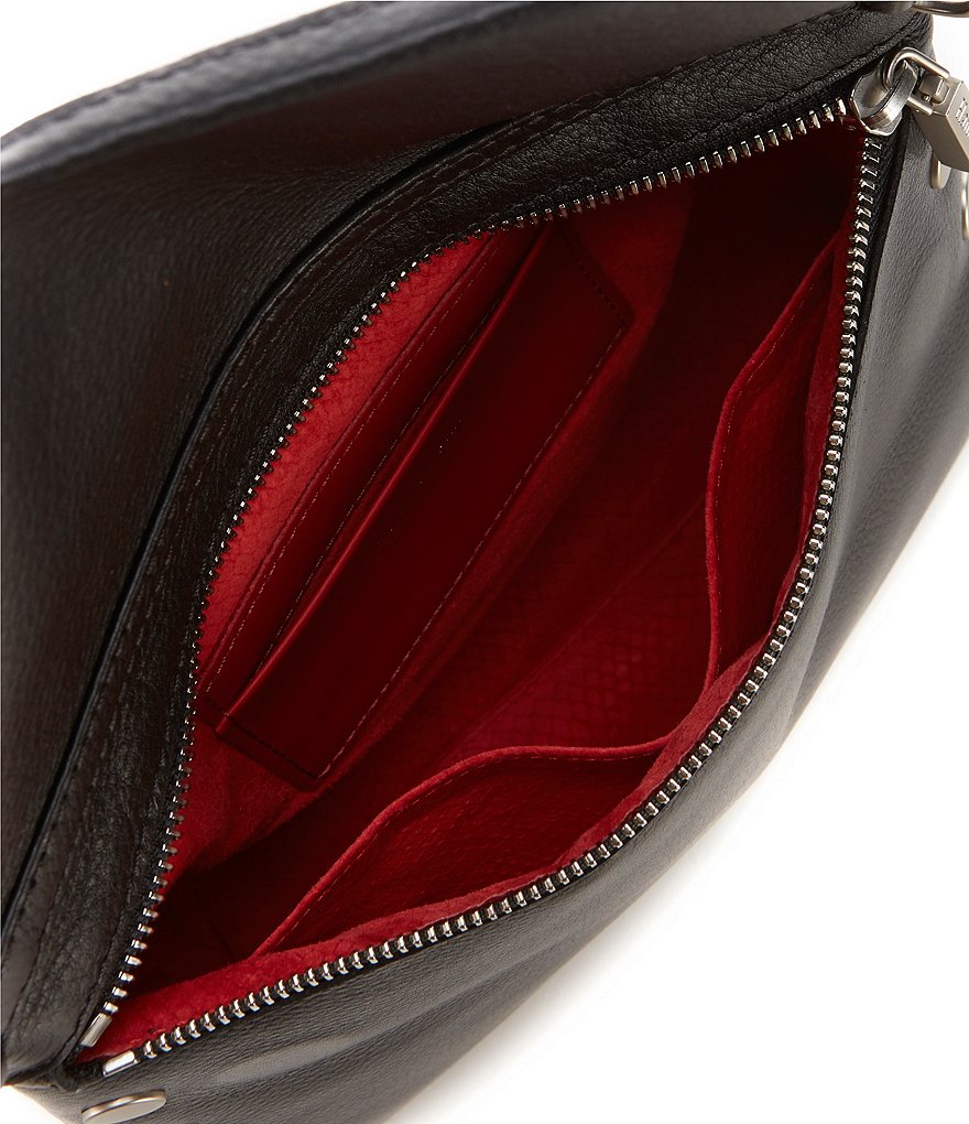 Hammitt VIP Studded Leather Fold-Over Zip Flap Medium Crossbody Bag